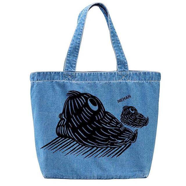 個展で販売する新NEHANトート。ケミカルウォッシュもあるよ(^｡^) Solo exhibition @galerie H2O